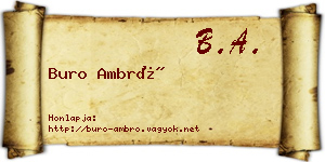 Buro Ambró névjegykártya